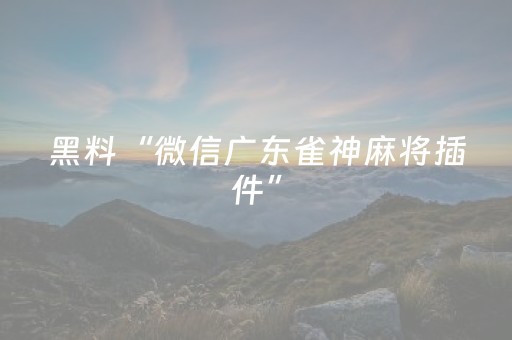 黑料“微信广东雀神麻将插件”（必赢神器)