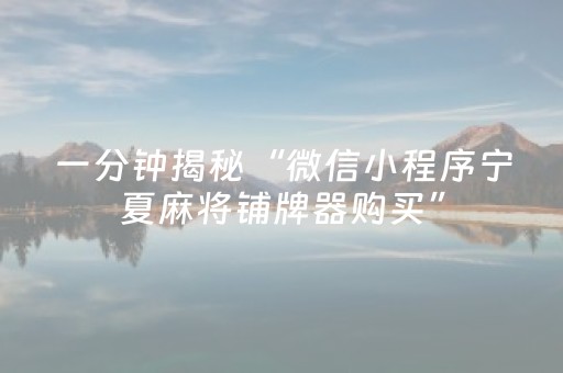 一分钟揭秘“微信小程序宁夏麻将铺牌器购买”（软件出售)