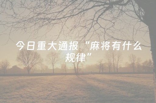 今日重大通报“麻将有什么规律”（必赢神器辅助器)