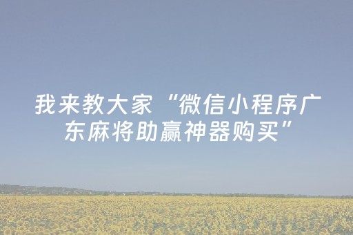 我来教大家“微信小程序广东麻将助赢神器购买”（辅助器下载)