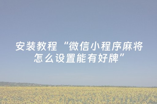 安装教程“微信小程序麻将怎么设置能有好牌”（助赢神器购买)