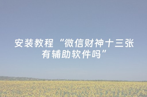 安装教程“微信财神十三张有辅助软件吗”（有什么规律)