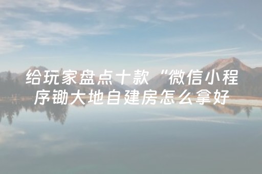 给玩家盘点十款“微信小程序锄大地自建房怎么拿好牌”（有什么诀窍)
