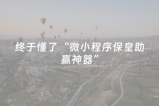 终于懂了“微小程序保皇助赢神器”（如何提高胜率)