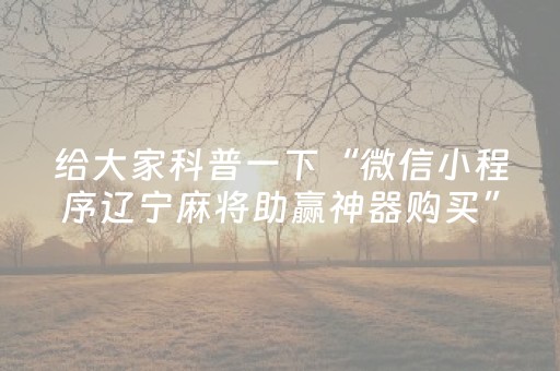 给大家科普一下“微信小程序辽宁麻将助赢神器购买”（做弊器软件下载)