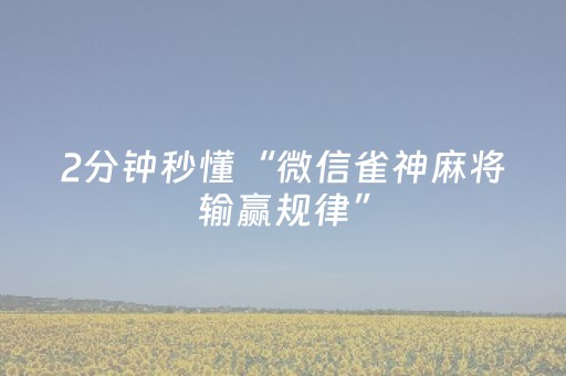 2分钟秒懂“微信雀神麻将输赢规律”（提高胜率软件)