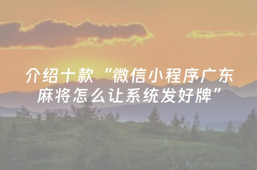 介绍十款“微信小程序广东麻将怎么让系统发好牌”（开挂辅助脚本)