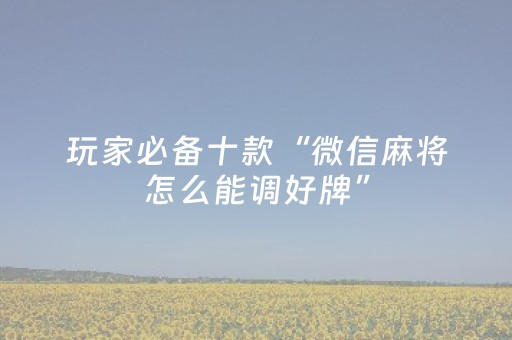 玩家必备十款“微信麻将怎么能调好牌”（攻略插件)