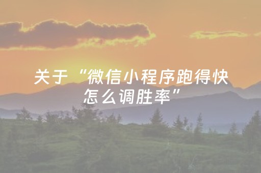 关于“微信小程序跑得快怎么调胜率”（神器最新免费)