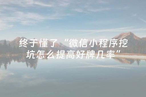 终于懂了“微信小程序挖坑怎么提高好牌几率”（助赢神器购买)
