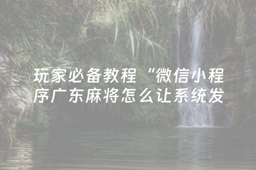 玩家必备教程“微信小程序广东麻将怎么让系统发好牌”（辅助神器免费)