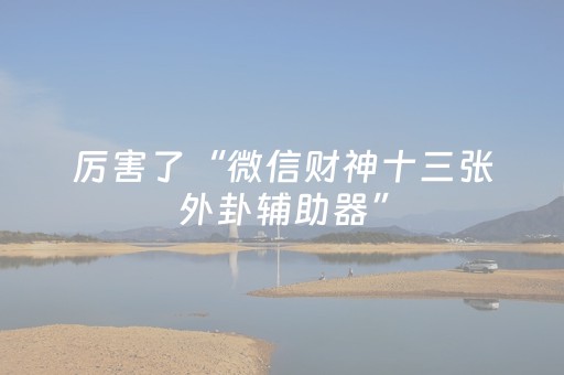 厉害了“微信财神十三张外卦辅助器”（怎么能让牌好一点)