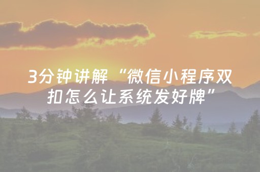 3分钟讲解“微信小程序双扣怎么让系统发好牌”（透明器教程)