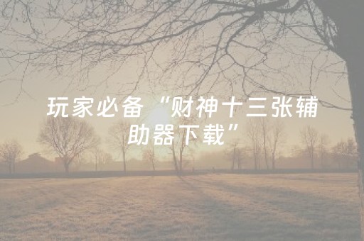 玩家必备“财神十三张辅助器下载”（如何提高胜率)
