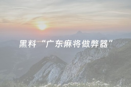 黑料“广东麻将做弊器”（辅助挂发牌规律)