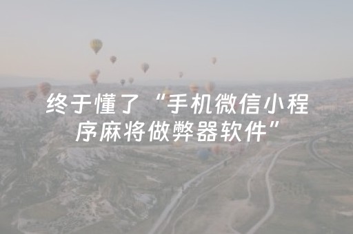 终于懂了“手机微信小程序麻将做弊器软件”（辅牌器插件购买)