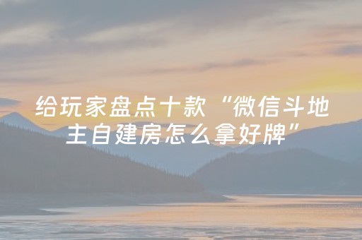 给玩家盘点十款“微信斗地主自建房怎么拿好牌”（怎么控制输赢)