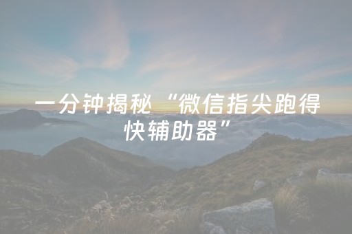 一分钟揭秘“微信指尖跑得快辅助器”（专用神器)