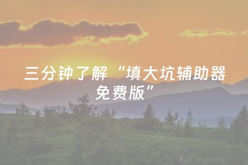 三分钟了解“填大坑辅助器免费版”（怎么增加胜率)