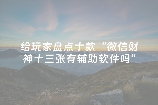 给玩家盘点十款“微信财神十三张有辅助软件吗”（控牌神器)