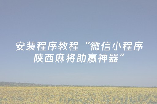 安装程序教程“微信小程序陕西麻将助赢神器”（怎么能调好牌)