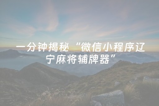 一分钟揭秘“微信小程序辽宁麻将辅牌器”（会员会提高胜率吗)