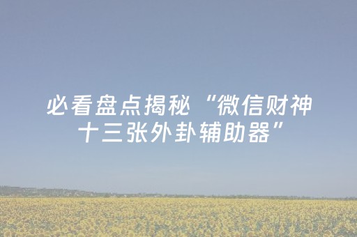 必看盘点揭秘“微信财神十三张外卦辅助器”（为什么有人一直赢)