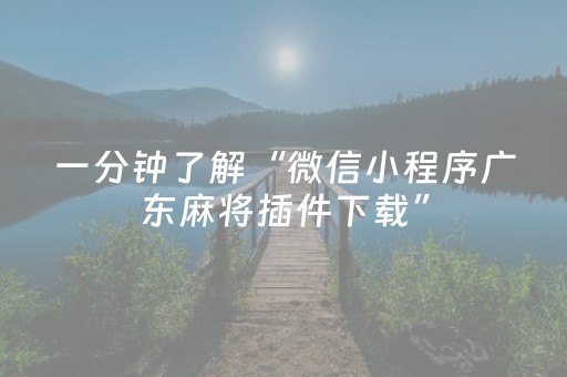 一分钟了解“微信小程序广东麻将插件下载”（怎么才会赢)