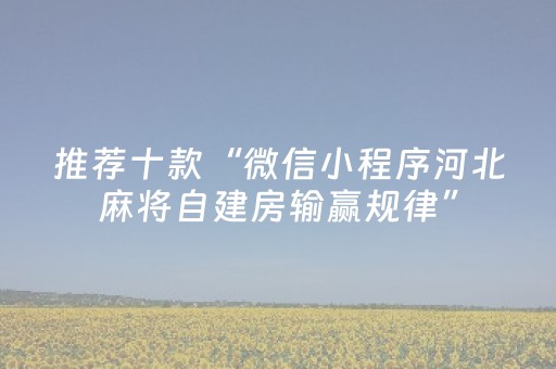 推荐十款“微信小程序河北麻将自建房输赢规律”（挂件神器)