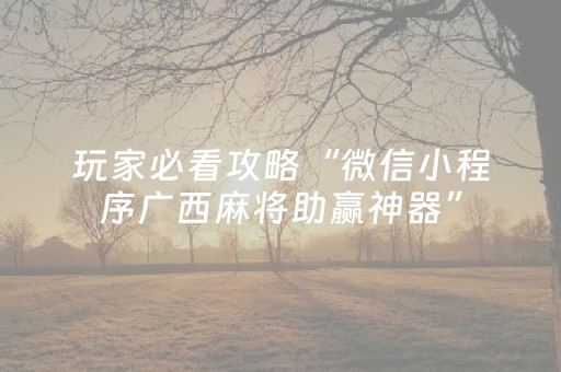 玩家必看攻略“微信小程序广西麻将助赢神器”（输赢有什么规律)