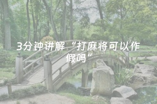 3分钟讲解“打麻将可以作假吗”（万能开挂神器)