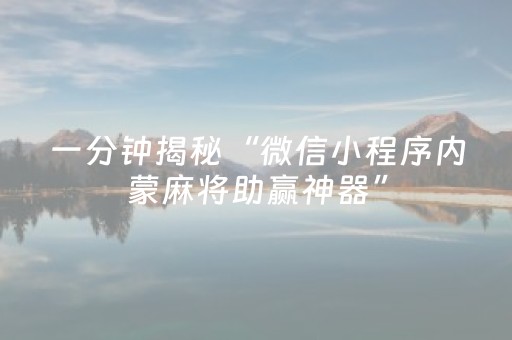 一分钟揭秘“微信小程序内蒙麻将助赢神器”（AI辅助胡牌规则)