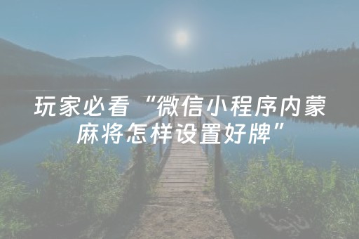 玩家必看“微小程序麻将胡牌神器”（助赢神器)