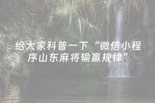 给大家科普一下“微信小程序山东麻将输赢规律”（怎么能得到好牌)
