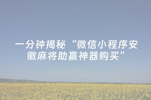 一分钟揭秘“微信小程序安徽麻将助赢神器购买”（开挂辅助器脚本)