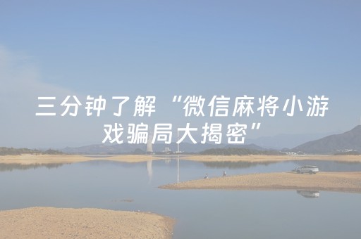 三分钟了解“微信麻将小游戏骗局大揭密”（专用神器下载)