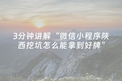 3分钟讲解“微信小程序陕西挖坑怎么能拿到好牌”（AI辅助胡牌规则)