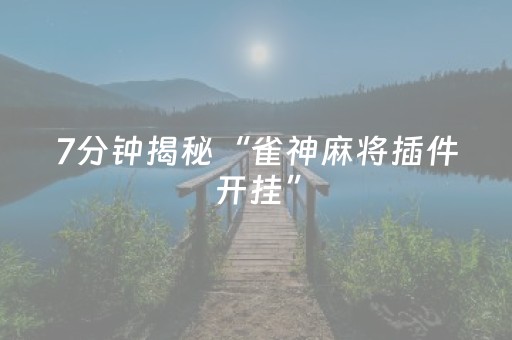 7分钟揭秘“雀神麻将插件开挂”（自建房怎么拿好牌)