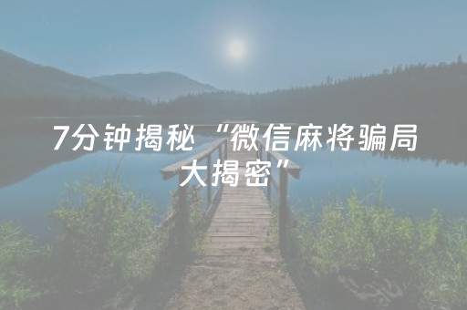 7分钟揭秘“微信麻将骗局大揭密”（辅助器插件)