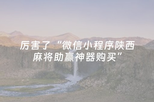 厉害了“微信小程序陕西麻将助赢神器购买”（必赢神器)
