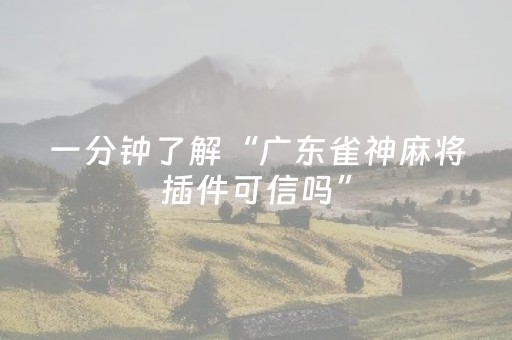 一分钟了解“广东雀神麻将插件可信吗”（控牌神器)
