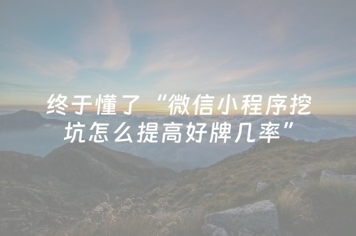 终于懂了“微信小程序挖坑怎么提高好牌几率”（开挂辅助插件)