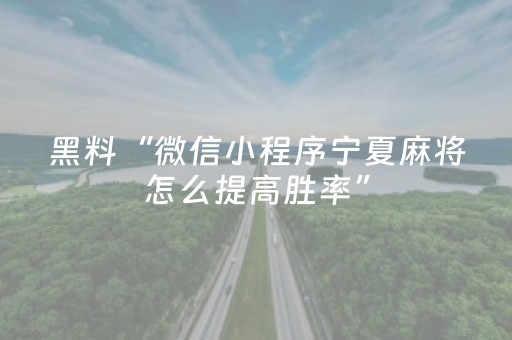 黑料“微信小程序宁夏麻将怎么提高胜率”（辅助器通用版)