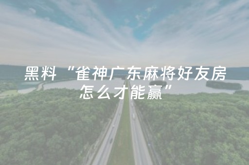 黑料“雀神广东麻将好友房怎么才能赢”（攻略插件)