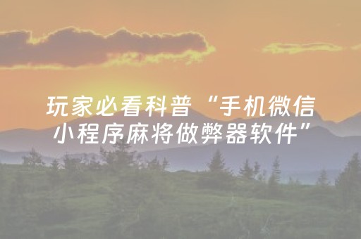 玩家必看科普“手机微信小程序麻将做弊器软件”（助赢神器)