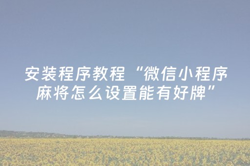 大神教教你“微信小程序山西麻将助赢神器”（插件开挂免费AI)
