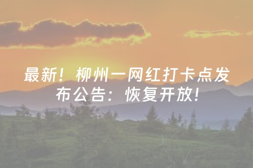 最新！柳州一网红打卡点发布公告：恢复开放！