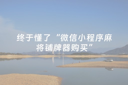 终于懂了“微信小程序麻将铺牌器购买”（控牌器)