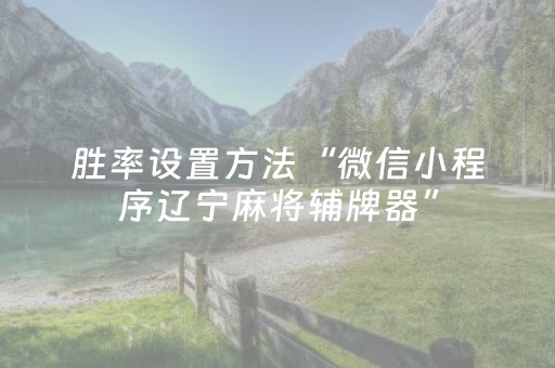 胜率设置方法“微信小程序辽宁麻将辅牌器”（必赢神器)