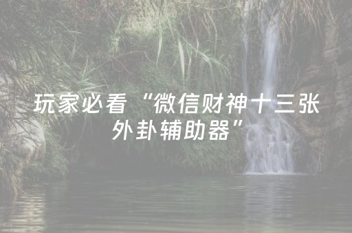 玩家必看“微信财神十三张外卦辅助器”（辅助软件)